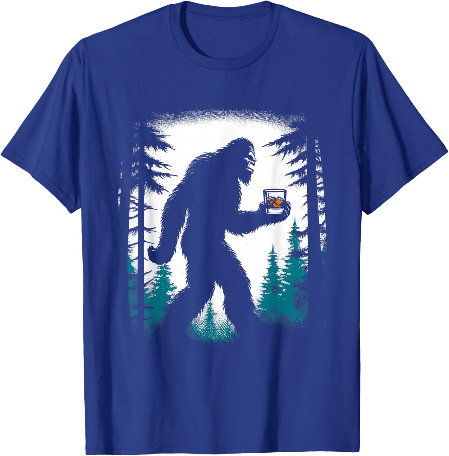 Bigfoot Drinking Whiskey - Funny Bigfoot Sasquatch Lover T-Shirt - T-Shirt | Royal