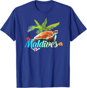 Maldives Sea Turtle Hibiscus Island Gift Beach Souvenir Palm T-Shirt - T-Shirt | Royal