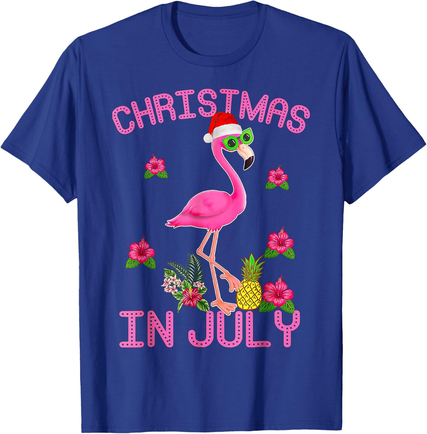 Christmas In July Pink Flamingo T-Shirt - T-Shirt | Royal