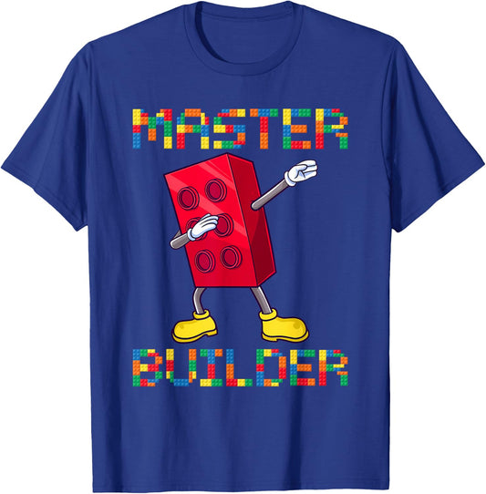 Dabbing Blocks Bricks Building Kids Boys Fun Master Builder T-Shirt - T-Shirt | Royal