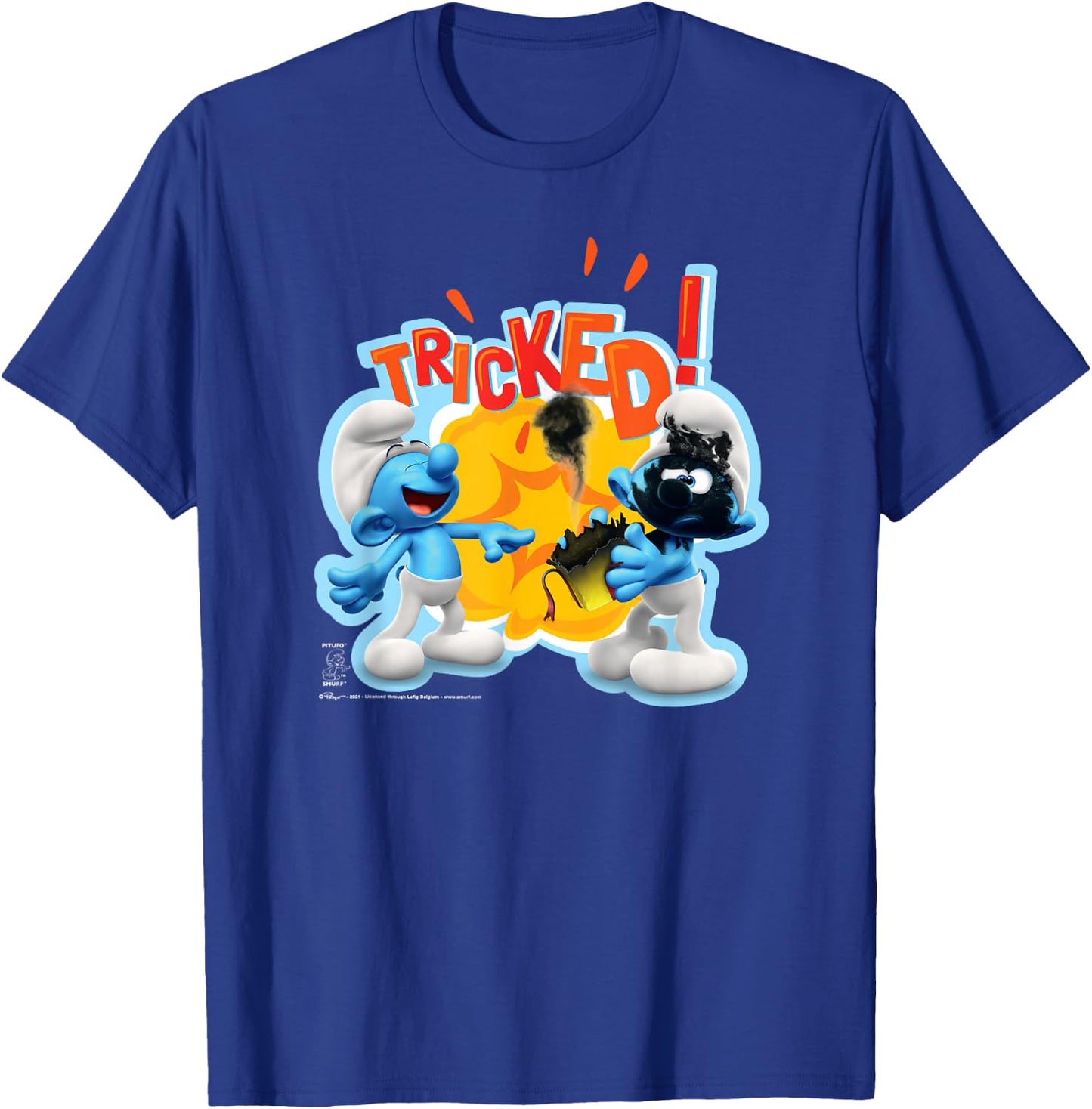 The Smurfs Jokey Exploding Present Tricked! T-Shirt - T-Shirt | Royal