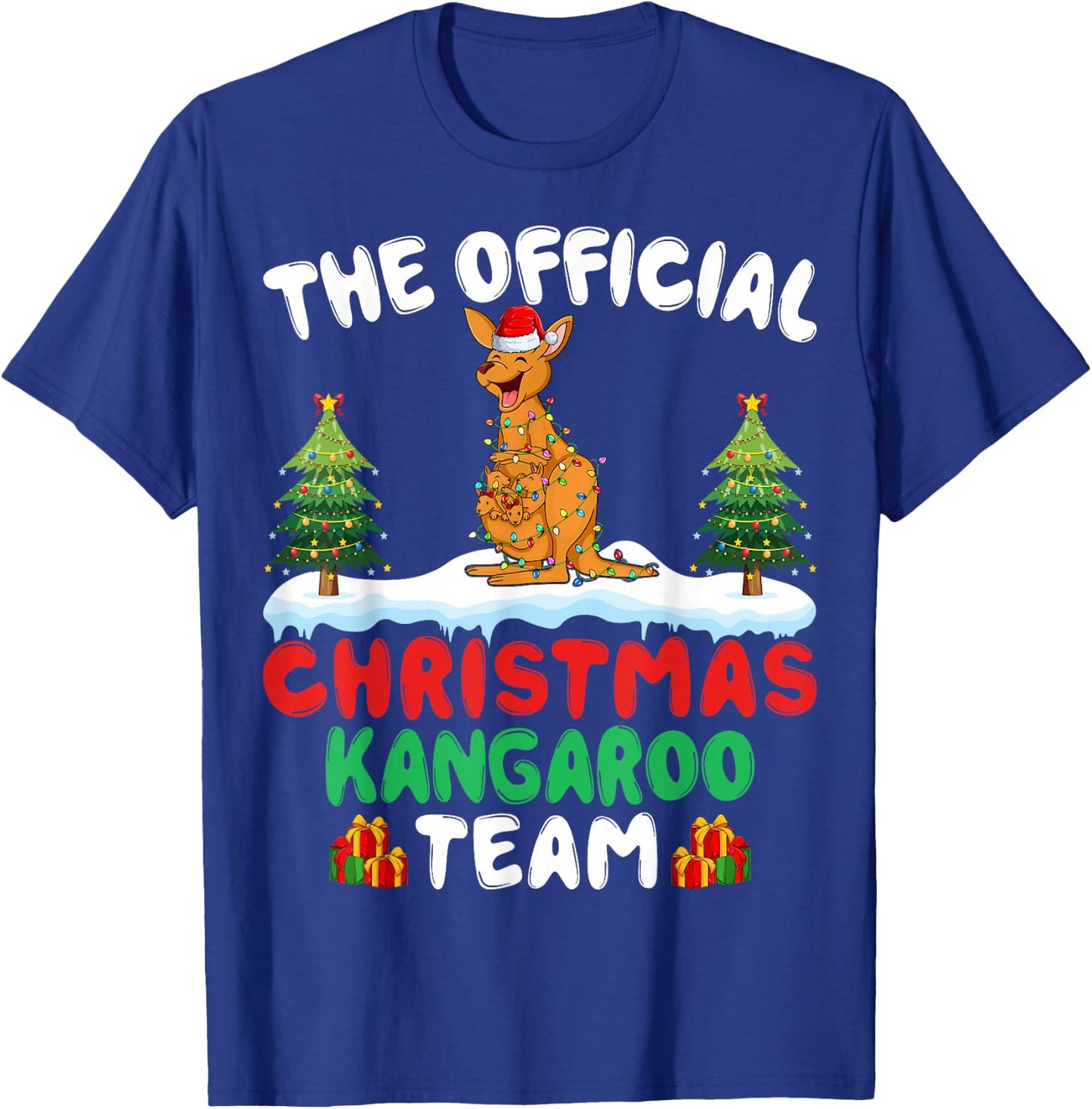 Kangaroo Santa Hat Xmas Lights Christmas Kangaroo Team T-Shirt - T-Shirt | Royal