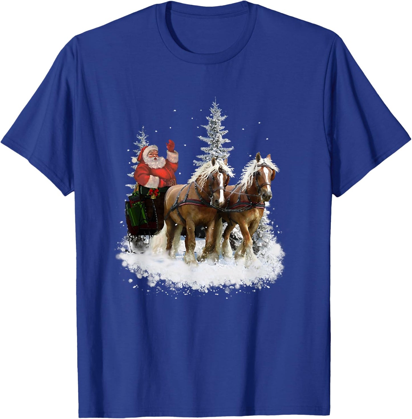 Santa Sleigh Ride - draft horses (C) T-Shirt - T-Shirt | Royal