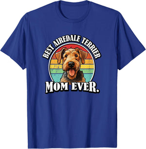 Funny Retro Vintage Best Mom Airedale Terrier Lover T-Shirt - T-Shirt | Royal