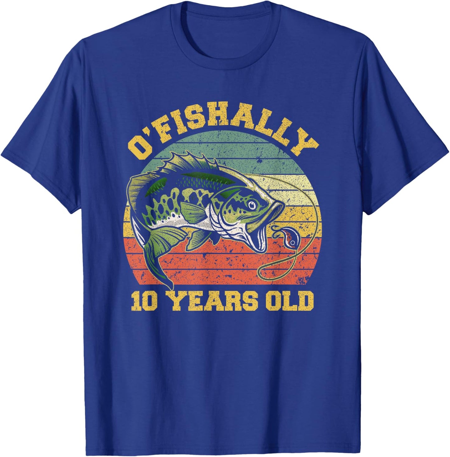 O'Fishally 10 Years Old Fishing Birthday Theme Party 10th T-Shirt - T-Shirt | Royal