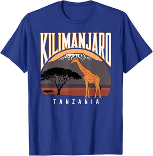 Kilimanjaro Tanzania, Fun Africa Safari Giraffe , Black, S T-Shirt - T-Shirt | Royal