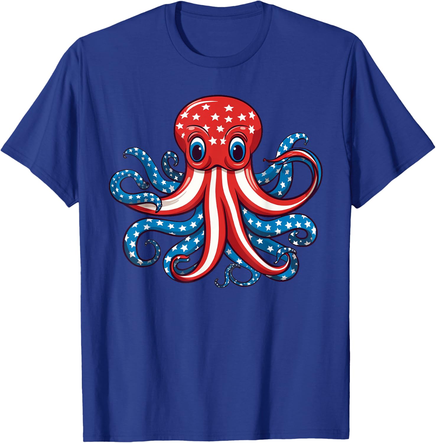 Octopus American Flag 4th of July Day Octopus Gifts Women T-Shirt - T-Shirt | Royal
