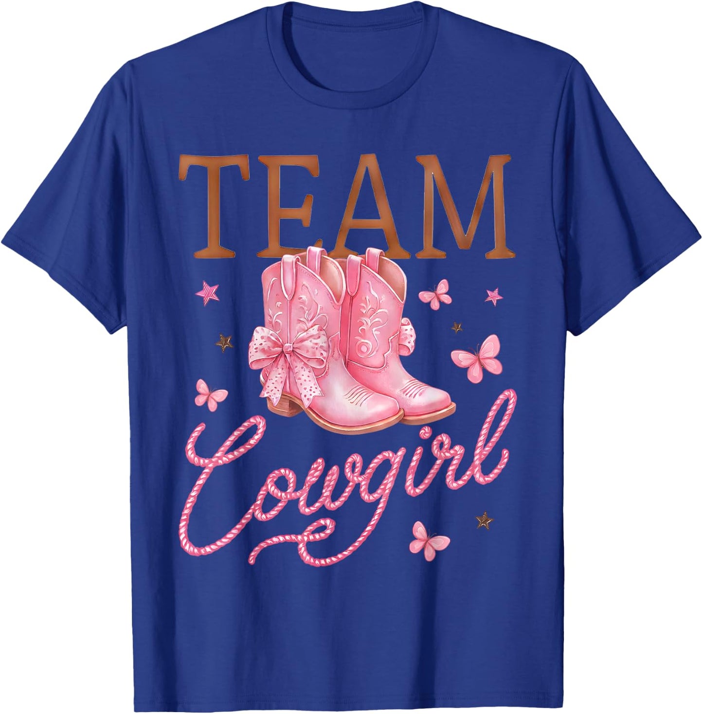 Cowboy Or Cowgirl Team Girl Boy Western Gender Reveal Family T-Shirt - T-Shirt | Royal