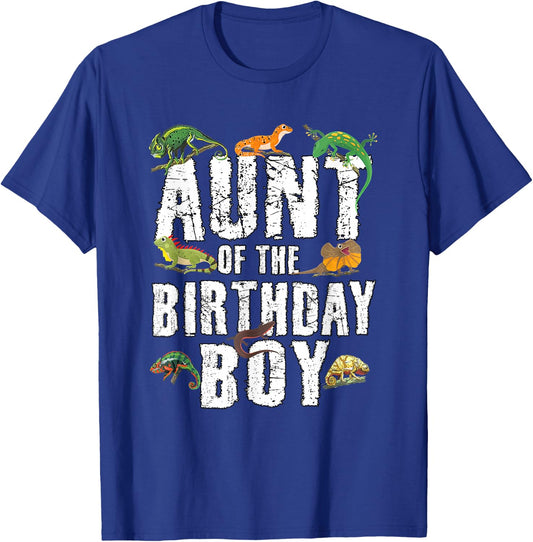 Aunt of The Birthday Boy Reptiles Lizard Themed Party T-Shirt - T-Shirt | Royal
