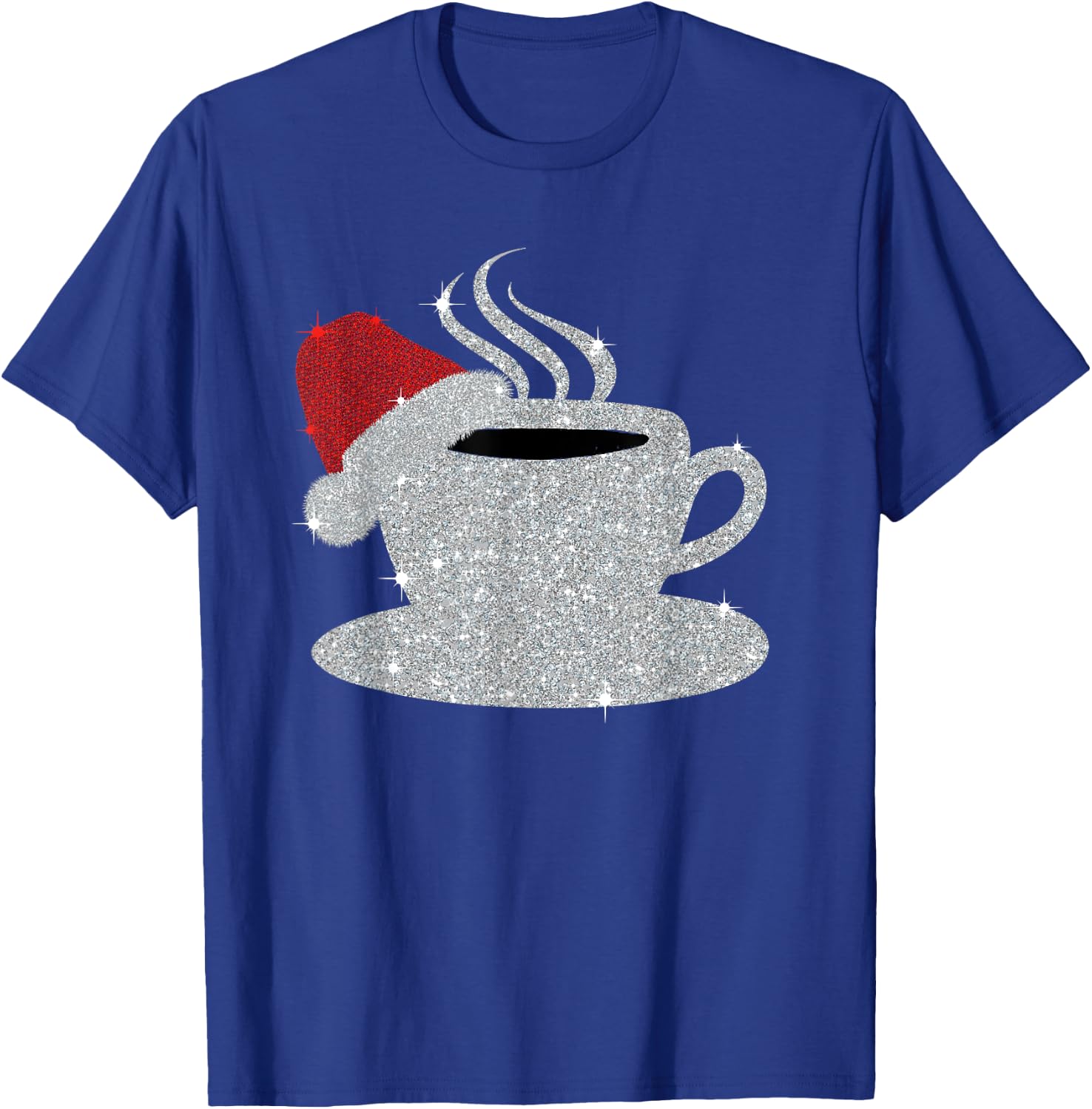 Christmas Hot Coffee Cup Santa's Hat Xmas Holidays Gift T-Shirt - T-Shirt | Royal