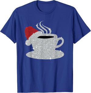Christmas Hot Coffee Cup Santa's Hat Xmas Holidays Gift T-Shirt - T-Shirt | Royal
