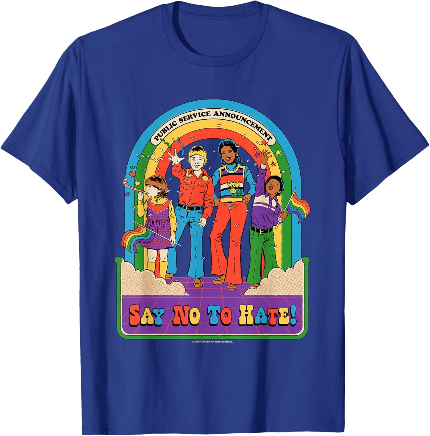Say No to Hate Sarcastic Retro Vintage Funny Adult Humor T-Shirt - T-Shirt | Royal