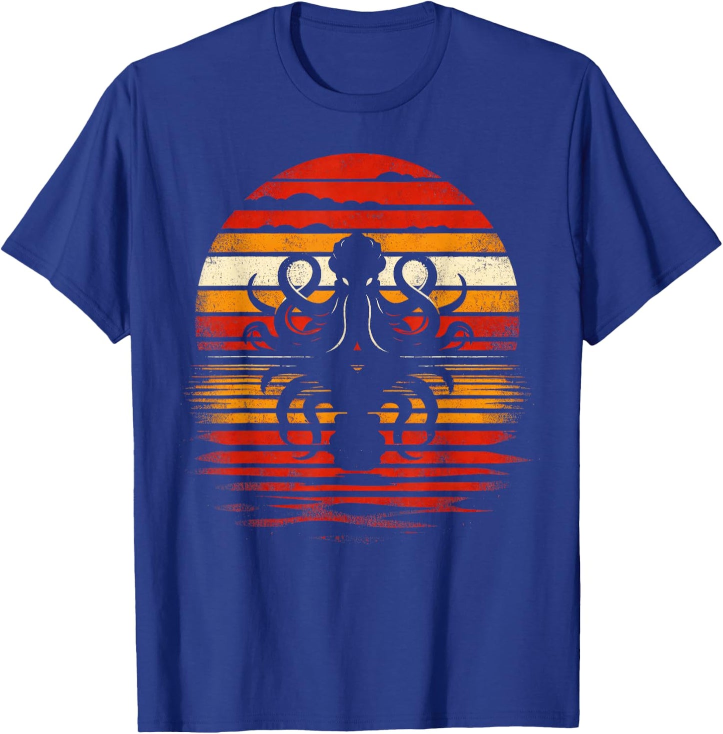 Octopus Sunset Retro Style Safari Vintage 70s Octopus T-Shirt - T-Shirt | Royal