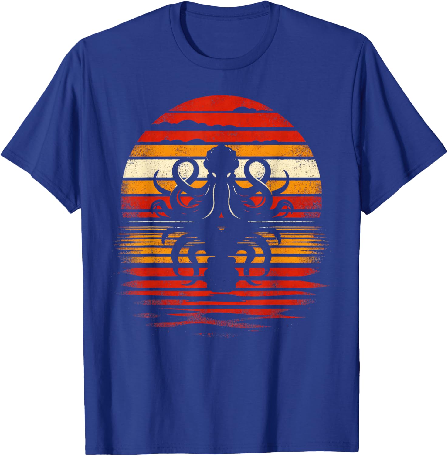 Octopus Sunset Retro Style Safari Vintage 70s Octopus T-Shirt - T-Shirt | Royal