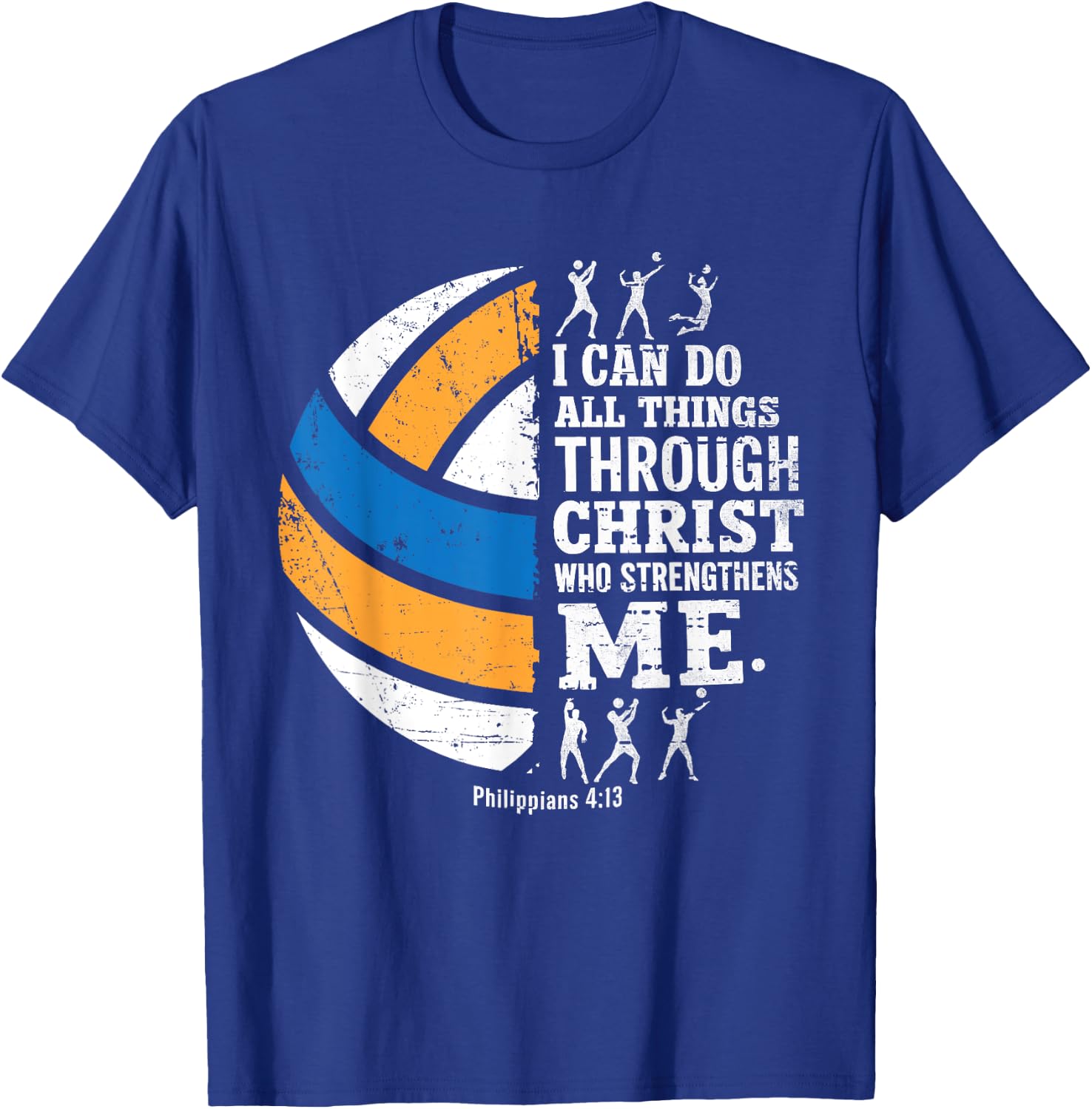 Christian Volleyball I Can Do All Things Religious Faith T-Shirt - T-Shirt | Royal