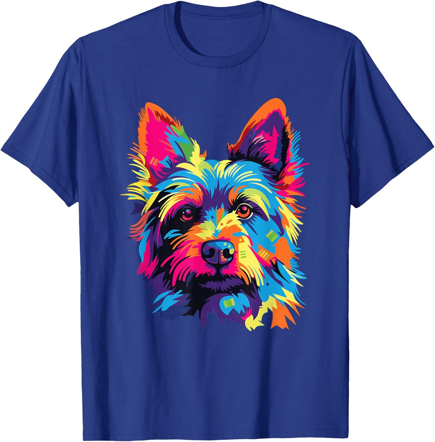 Watercolor Colorful Australian Terrier Dog T-Shirt - T-Shirt | Royal