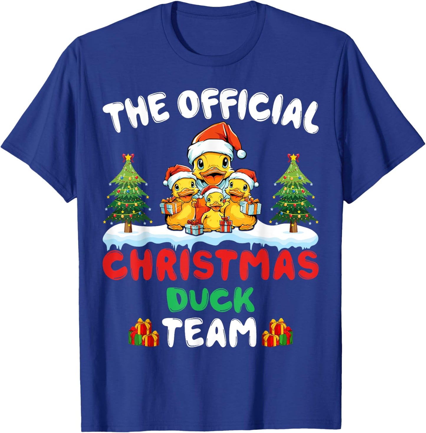 Christmas Duck Team Santa Hat Xmas Holiday Duck Christmas T-Shirt - T-Shirt | Royal