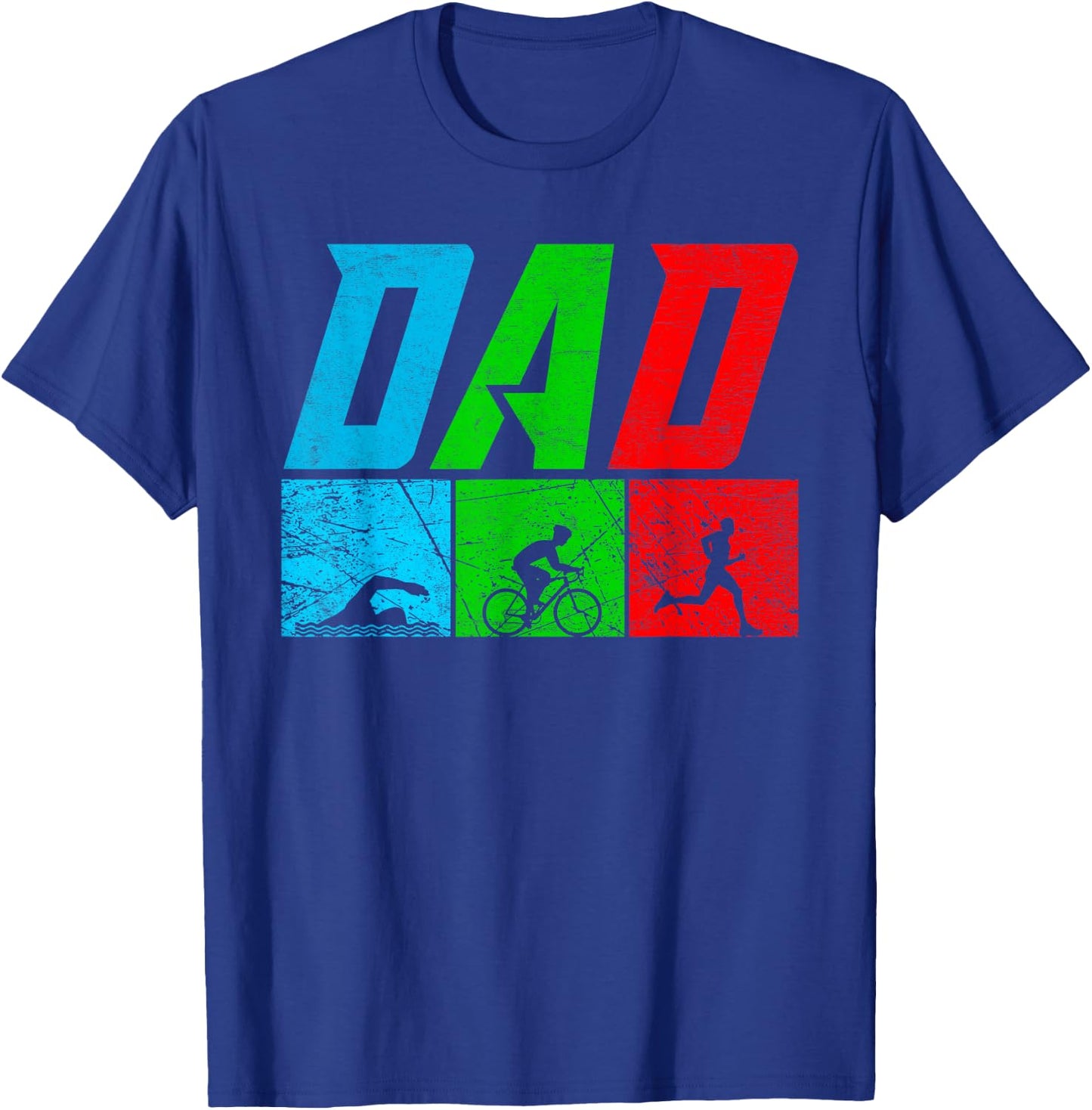 Fathers TRIATHLON DAD Triathletics Funny Triathlete T-Shirt - T-Shirt | Royal