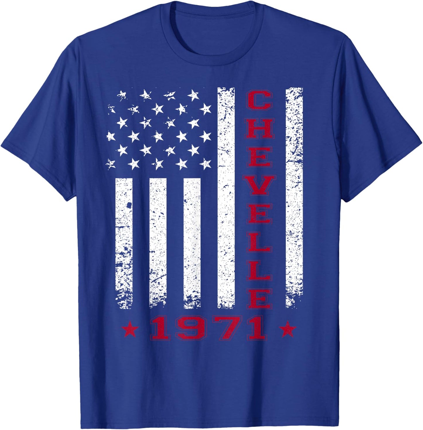American Flag Jersey Style Chevelle 71 1971 Muscle Car T-Shirt - T-Shirt | Royal