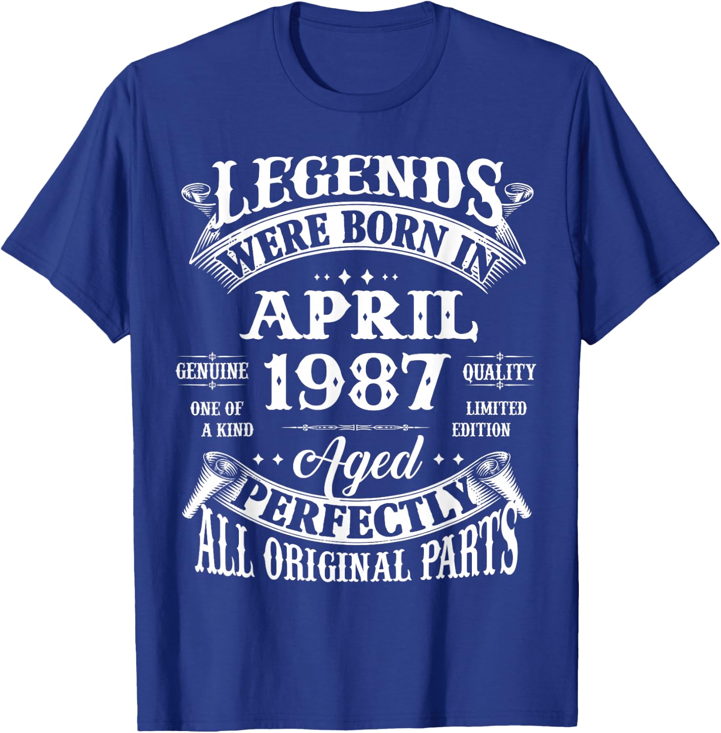 39th Birthday Legends Born In April 1987 39 Years Old T-Shirt - T-Shirt | Royal