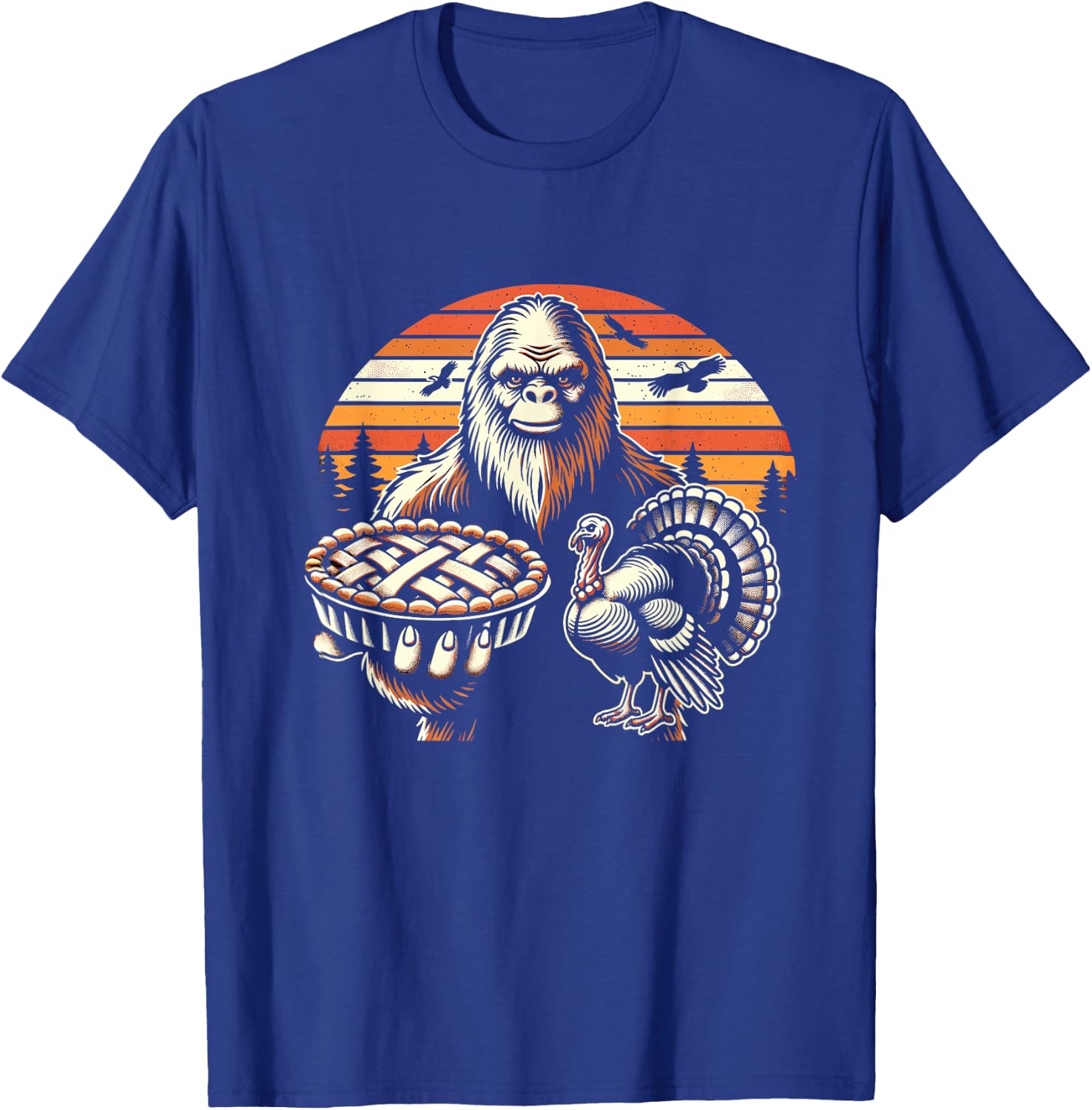 Funny Bigfoot Sasquatch turkey Thanksgiving T-Shirt - T-Shirt | Royal