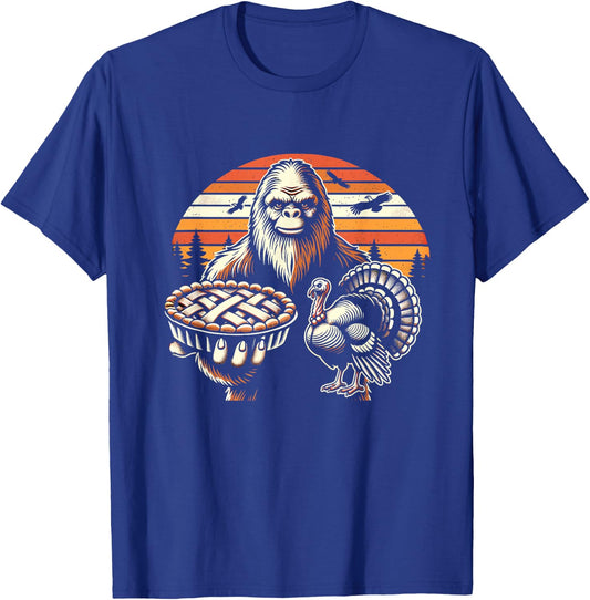 Funny Bigfoot Sasquatch turkey Thanksgiving T-Shirt - T-Shirt | Royal