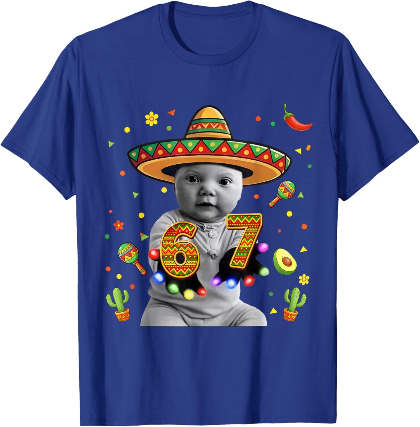 Ai Baby 67 Six Seven Hand Gloving Niche Cinco De Mayo Meme T-Shirt - T-Shirt | Royal