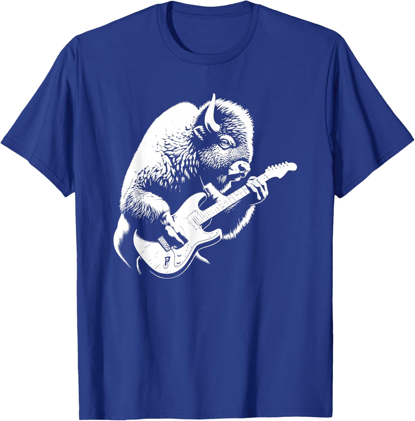 Bison Playing Electric Guitar Rock Star Guitarist T-Shirt - T-Shirt | Royal