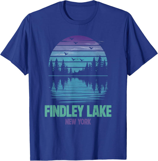Findley Lake New York Outdoors Vintage T-Shirt - T-Shirt | Royal