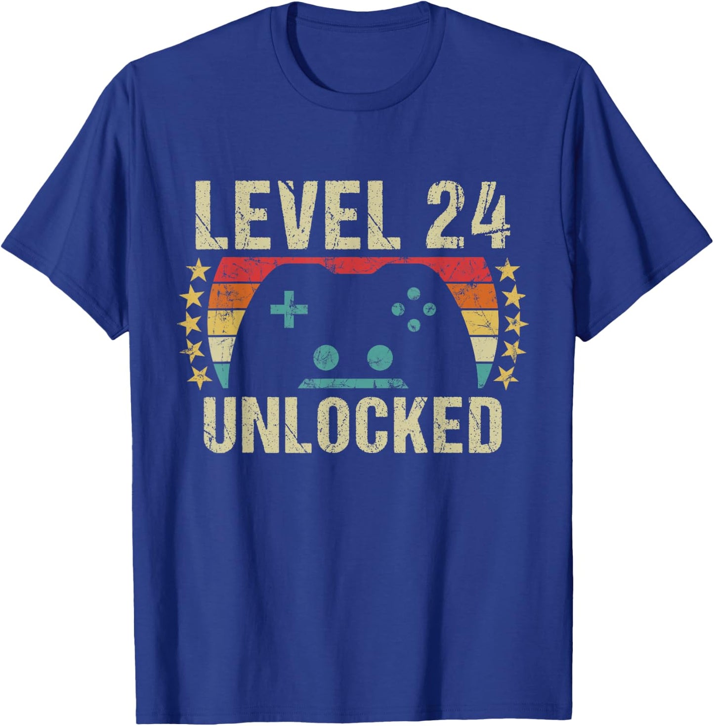 Gaming Vintage 24th Birthday Gift 24 Year Old Boy Girl Gamer T-Shirt - T-Shirt | Royal