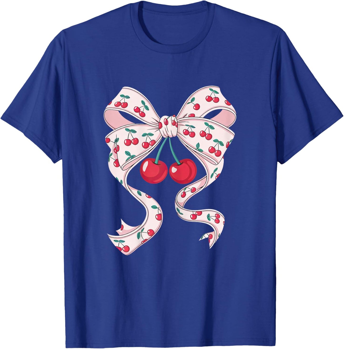 Pretty Pink Bow Woman Cute Cherries Cute T-Shirt - T-Shirt | Royal