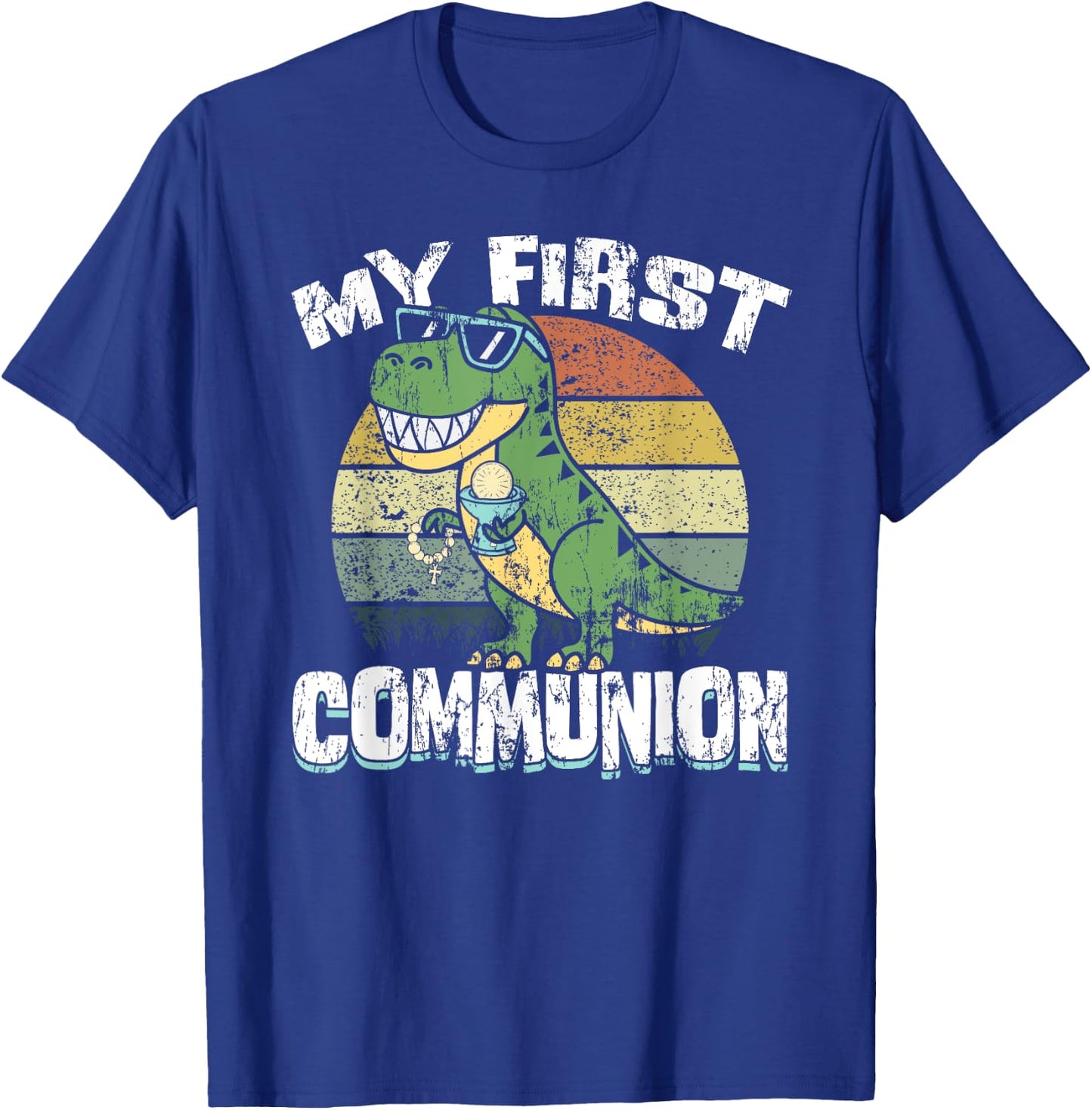 Dinosaur First Communion Christian Boys My First Communion T-Shirt - T-Shirt | Royal