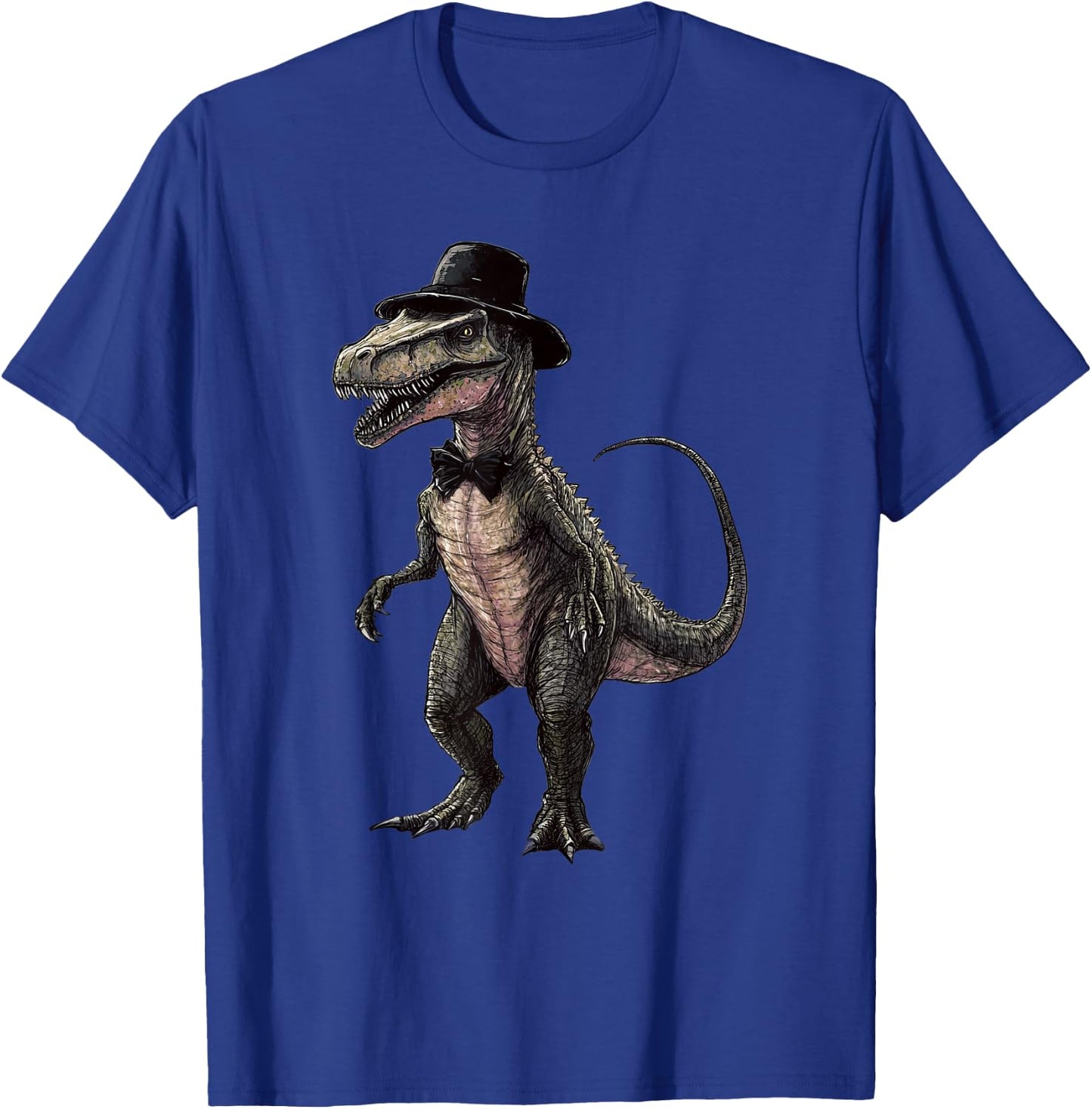Spinosaurus Dinosaur Wearing A Hat And Bowtie T-Shirt - T-Shirt | Royal