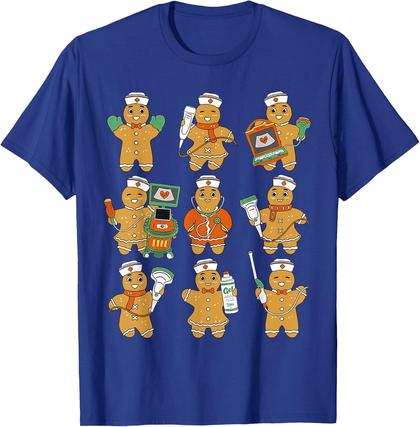 Christmas Ultrasound Tech Gingerbreads Radiology Cardiac T-Shirt - T-Shirt | Royal