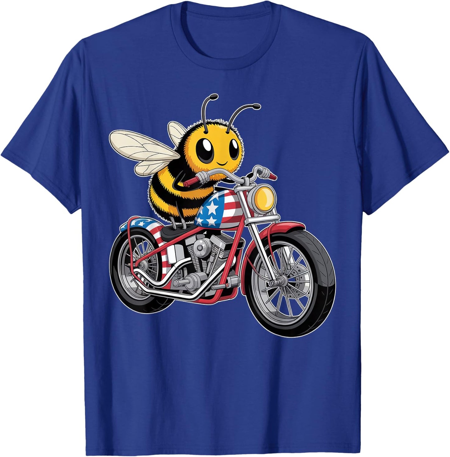 Patriotic Bee Motorcycle Rider T-Shirt - T-Shirt | Royal