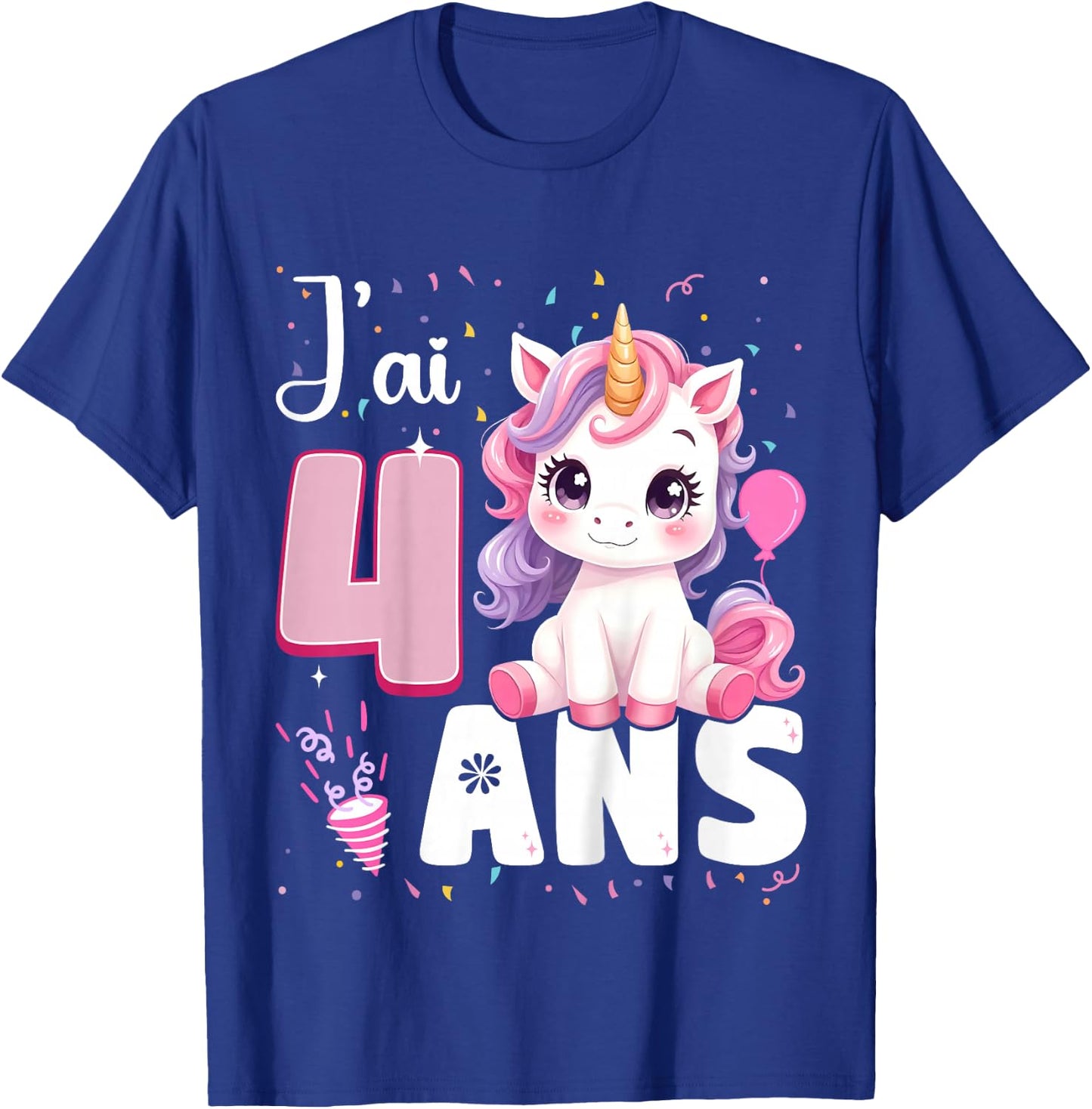Child Girl 4 Years Unicorn Girl Birthday 4 Years I Ai 4 Years , Black, 2 T-Shirt - T-Shirt | Royal