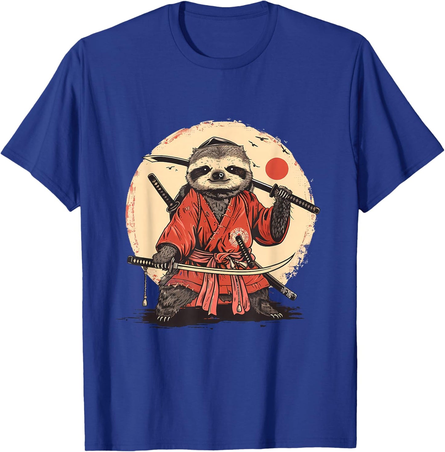 Samurai Sloth Japanese Warrior Japanese Samurai Sloth Anime T-Shirt - T-Shirt | Royal