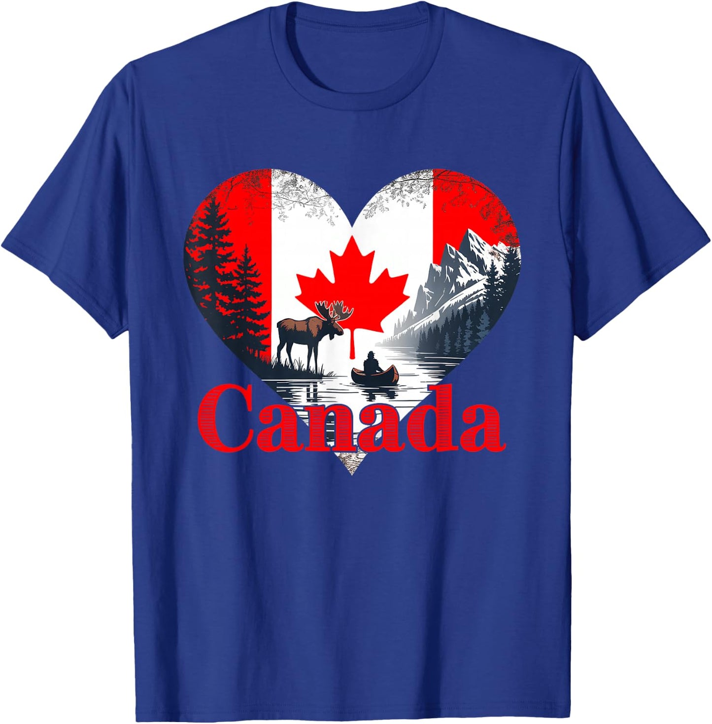 Canada Day Wilderness Heart Outdoor Maple Leaf Canadian T-Shirt - T-Shirt | Royal