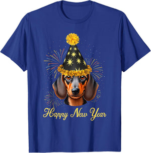 Dog Lover NYE Party Fireworks Kids Men Women Dachshund Dog Happy New Year 2025 New Year's Eve Party T-Shirt - T-Shirt | Royal