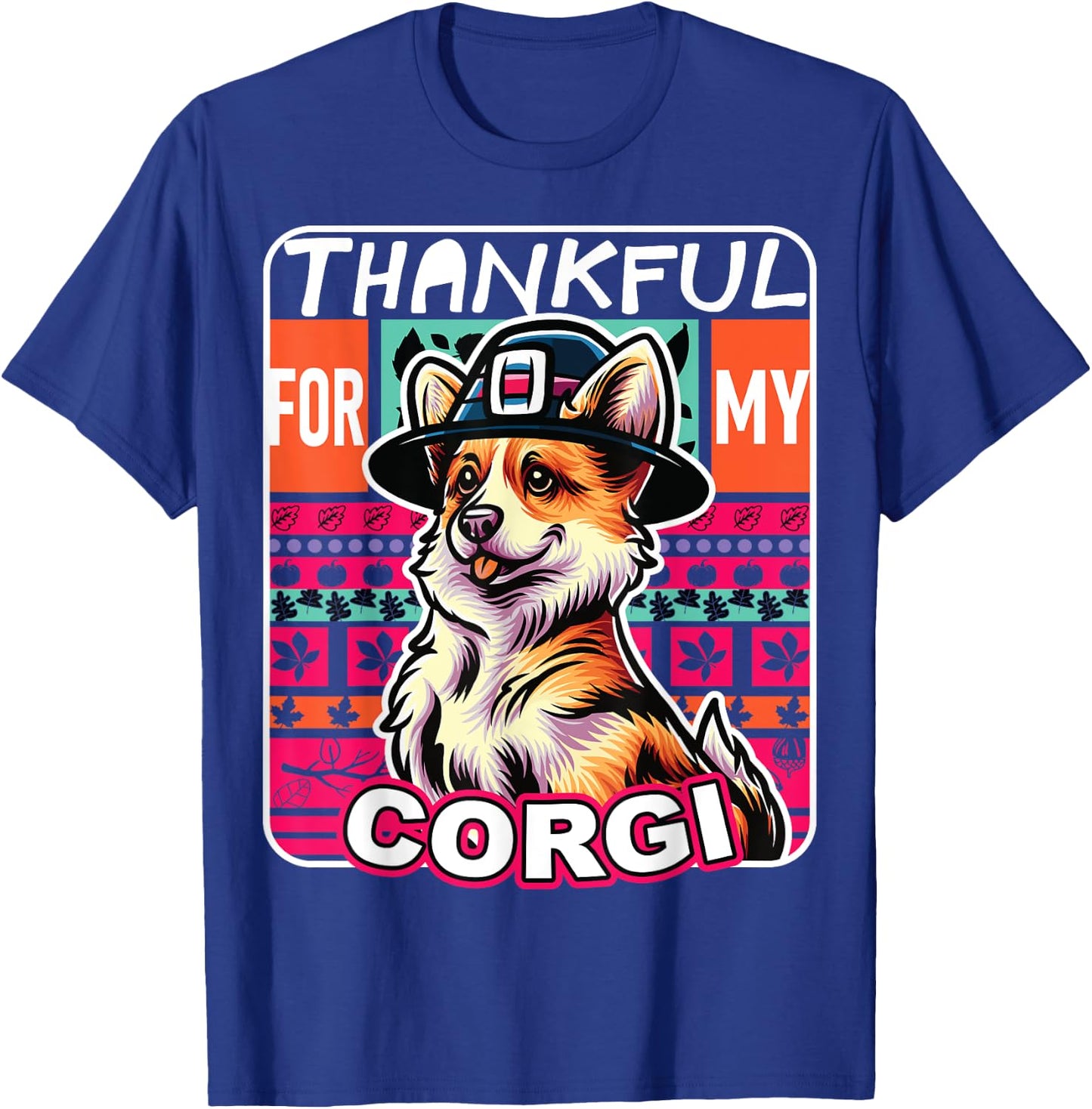 Corgi Dog Scarf Pilgrim Happy Thanksgiving T-Shirt - T-Shirt | Royal