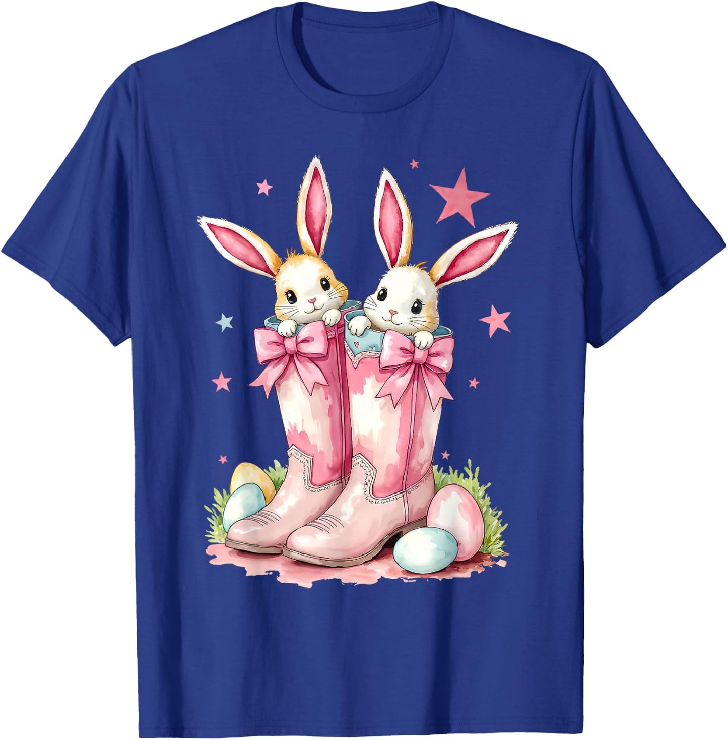 Howdy Easter Western Easter Bunny Cowboy Boots T-Shirt - T-Shirt | Royal
