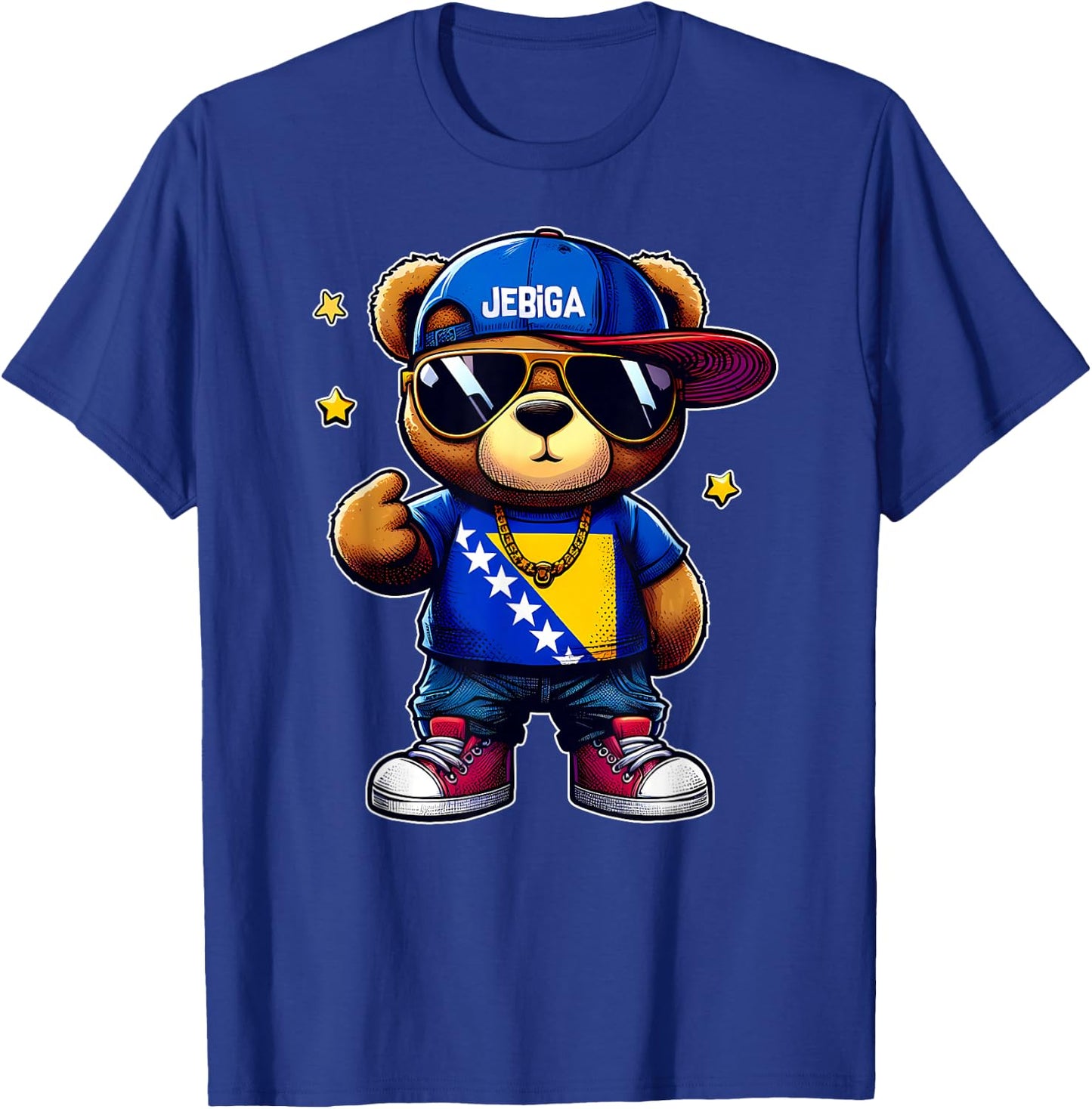 JEBIGA Niedlicher Teddybär mit bosnischer Flagge lustiges T-Shirt - T-Shirt | Royal