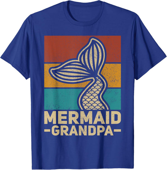 Mermaid Grandpa Mermaid Birthday Party Grandfather Outfit T-Shirt - T-Shirt | Royal