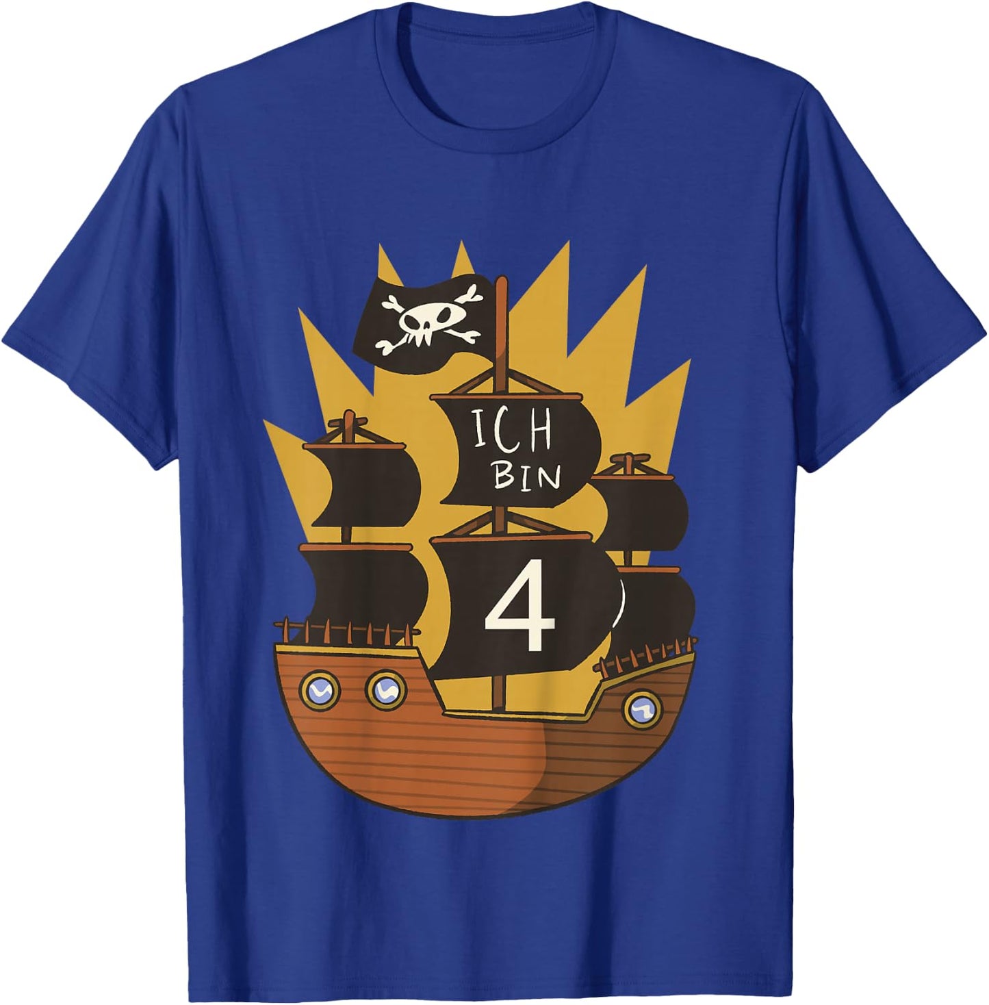 Ich bin 4 Jahre Junge 4. Geburtstag Pirat Piratenschiff T-Shirt - T-Shirt | Royal