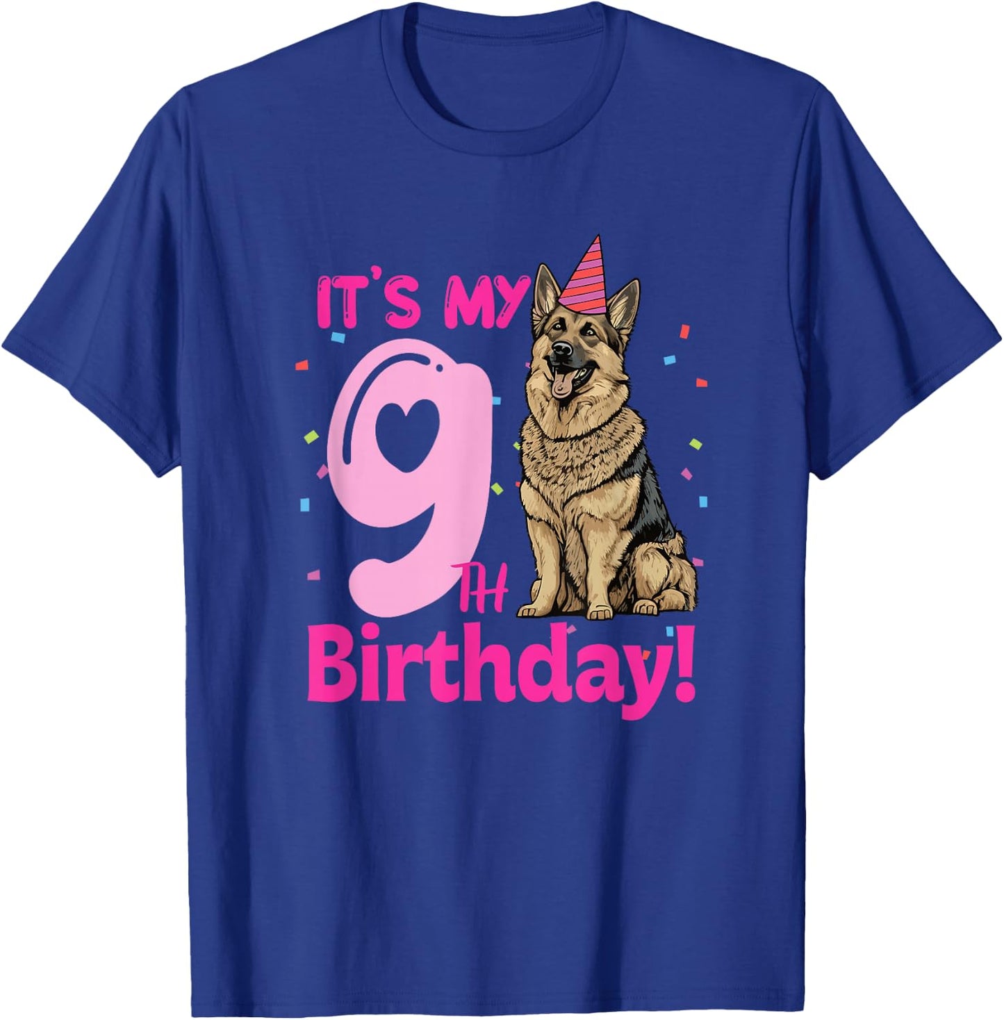 It's My 9th Birthday German Shepherd Dog Lovers 9 Years Old T-Shirt - T-Shirt | Royal