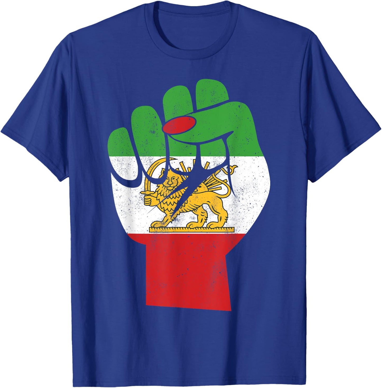 Iranian Flag Female Fist Support Women of Iran LION SUN FLAG T-Shirt - T-Shirt | Royal