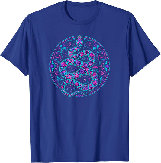 Colorful Floral Snake Flowers Feminine Women Girls Kids T-Shirt - T-Shirt | Royal