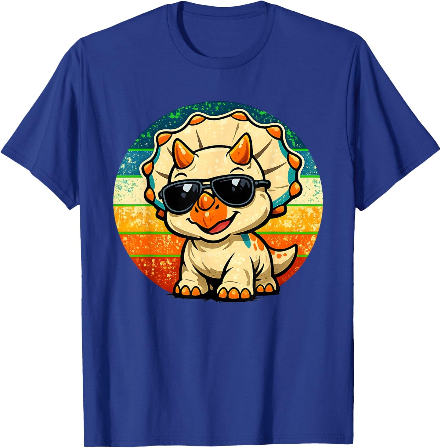 Cute Baby Triceratops Sunglasses Retro Funny Dinosaur Kids T-Shirt - T-Shirt | Royal