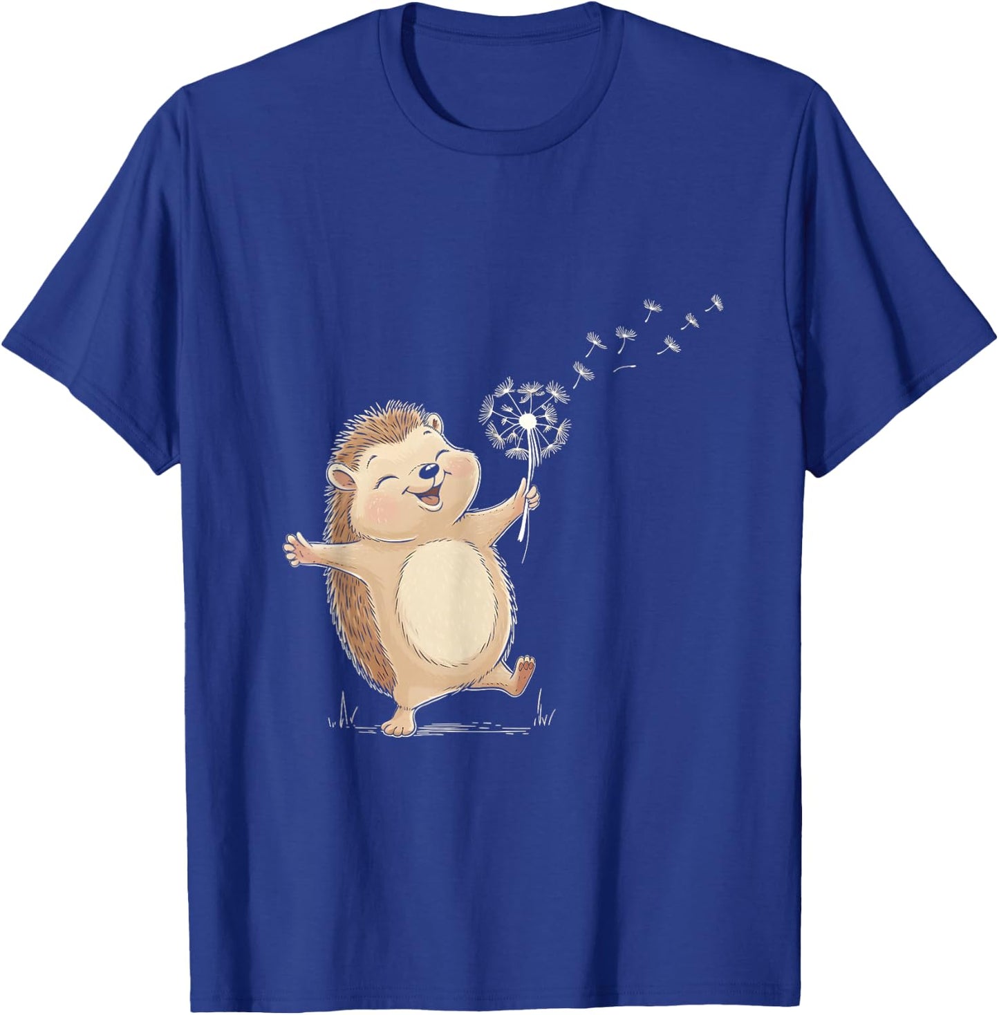 Hedgehogs Lover Hedgehog Holding A Dandelion Flower Animal T-Shirt - T-Shirt | Royal
