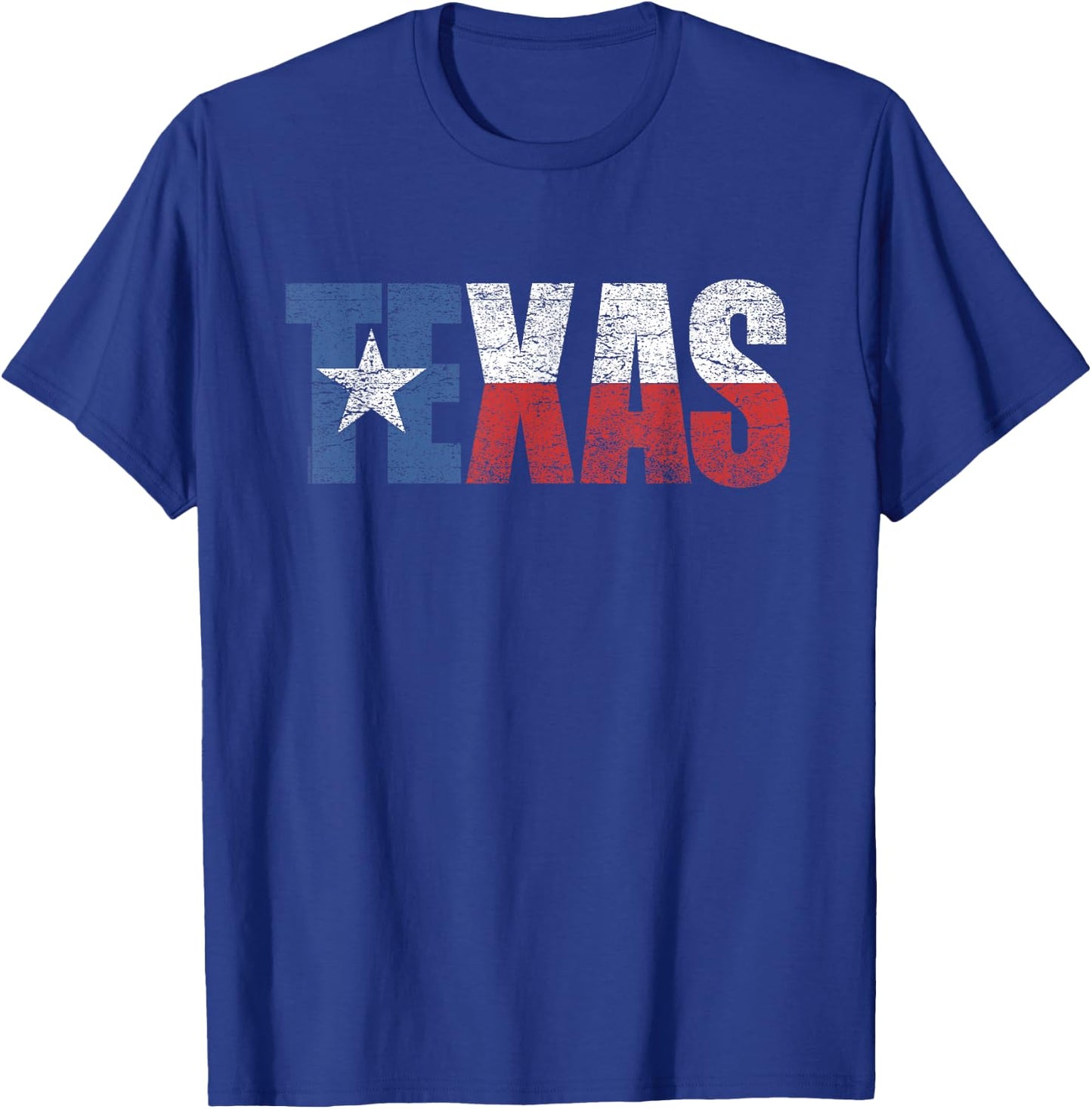 Texas Women Men Kids | Texas State Flag Distressed T-Shirt - T-Shirt | Royal